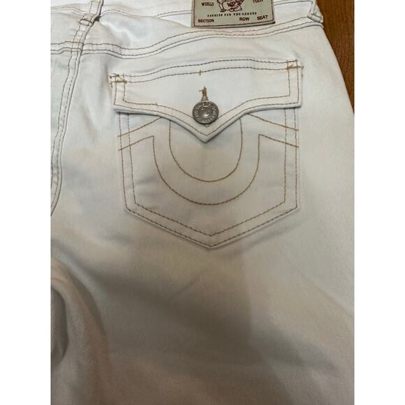 True Religion Optic White Flare Capri Jeans Sz 27 NWT - Picture 6 of 11